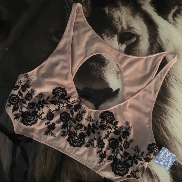 FREE PEOPLE Other - Blush pink mesh bralette w/ floral motif